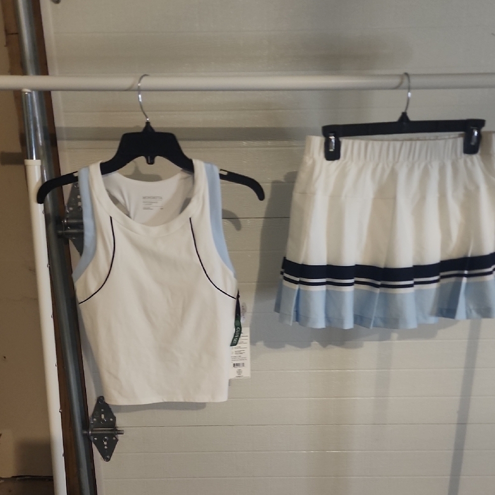 Mondetta Women's White & Blue Athletic Performance Set Size M